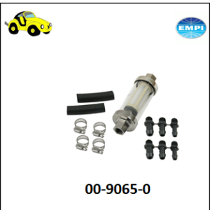 Kit Filtro gasolina estilo EMPOLLETA Vidrio 1/4", 5/16" and 3/8". Empi
