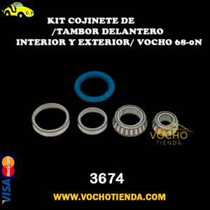 Kit cojinete de disco/tambor delantero interior y exterior/ Vocho 68-0n