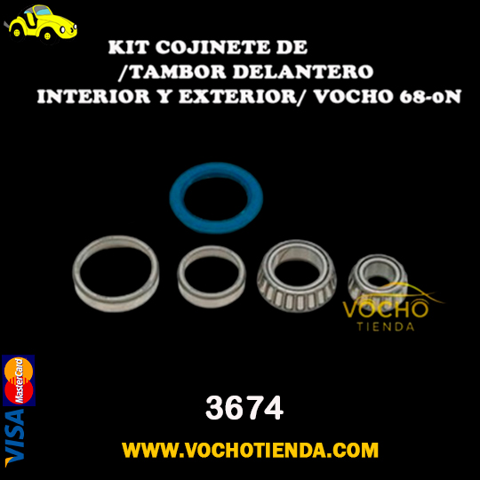 Kit cojinete de disco/tambor delantero interior y exterior/ Vocho 68-0n