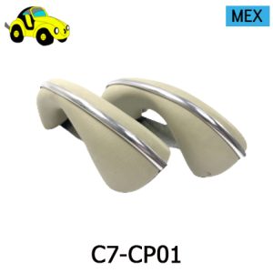 Jaladores Par /Reposa brazo/ Color Beige con Moldura Cromada para Vocho 58-67