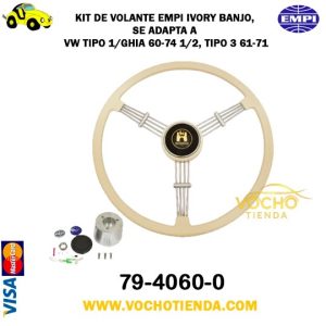 Timónes /volante Empi blanco marfil estilo Banjo Vintage karman y vochos incluye adapator