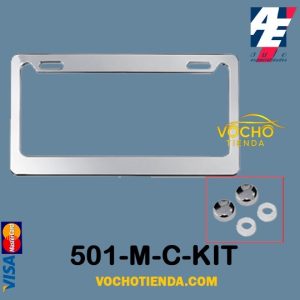 Porta placa metálico, color plateado, precio por unidad